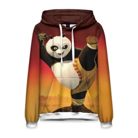 Мужская толстовка 3D с принтом Кунг фу панда в Санкт-Петербурге, 100% полиэстер | двухслойный капюшон со шнурком для регулировки, мягкие манжеты на рукавах и по низу толстовки, спереди карман-кенгуру с мягким внутренним слоем. | kung fu | kung fu panda | panda | кунг фу | кунг фу панда | кунгфу | панда. кунг фу | по