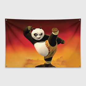 Флаг-баннер с принтом Кунг фу панда в Санкт-Петербурге, 100% полиэстер | размер 67 х 109 см, плотность ткани — 95 г/м2; по краям флага есть четыре люверса для крепления | kung fu | kung fu panda | panda | кунг фу | кунг фу панда | кунгфу | панда. кунг фу | по