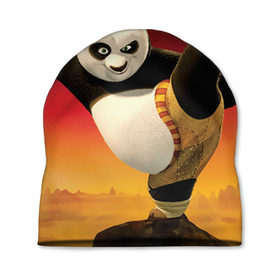Шапка 3D с принтом Кунг фу панда в Санкт-Петербурге, 100% полиэстер | универсальный размер, печать по всей поверхности изделия | Тематика изображения на принте: kung fu | kung fu panda | panda | кунг фу | кунг фу панда | кунгфу | панда. кунг фу | по