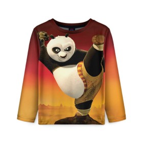 Детский лонгслив 3D с принтом Кунг фу панда в Санкт-Петербурге, 100% полиэстер | длинные рукава, круглый вырез горловины, полуприлегающий силуэт
 | Тематика изображения на принте: kung fu | kung fu panda | panda | кунг фу | кунг фу панда | кунгфу | панда. кунг фу | по