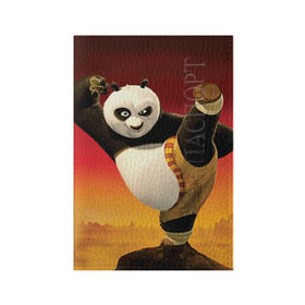 Обложка для паспорта матовая кожа с принтом Кунг фу панда в Санкт-Петербурге, натуральная матовая кожа | размер 19,3 х 13,7 см; прозрачные пластиковые крепления | kung fu | kung fu panda | panda | кунг фу | кунг фу панда | кунгфу | панда. кунг фу | по