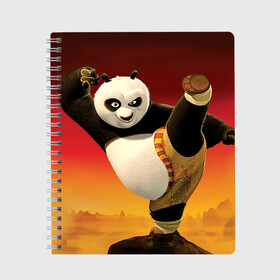 Тетрадь с принтом Кунг фу панда в Санкт-Петербурге, 100% бумага | 48 листов, плотность листов — 60 г/м2, плотность картонной обложки — 250 г/м2. Листы скреплены сбоку удобной пружинной спиралью. Уголки страниц и обложки скругленные. Цвет линий — светло-серый
 | Тематика изображения на принте: kung fu | kung fu panda | panda | кунг фу | кунг фу панда | кунгфу | панда. кунг фу | по