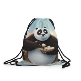Рюкзак-мешок 3D с принтом Кунг фу панда в Санкт-Петербурге, 100% полиэстер | плотность ткани — 200 г/м2, размер — 35 х 45 см; лямки — толстые шнурки, застежка на шнуровке, без карманов и подкладки | панда