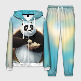 Мужской костюм 3D с принтом Кунг фу панда в Санкт-Петербурге, 100% полиэстер | Манжеты и пояс оформлены тканевой резинкой, двухслойный капюшон со шнурком для регулировки, карманы спереди | Тематика изображения на принте: панда
