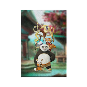 Обложка для паспорта матовая кожа с принтом Кунг фу панда в Санкт-Петербурге, натуральная матовая кожа | размер 19,3 х 13,7 см; прозрачные пластиковые крепления | Тематика изображения на принте: kung fu | kung fu panda | panda | кунг фу | кунг фу панда | кунгфу | панда. кунг фу | по