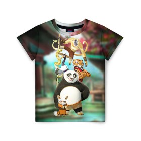 Детская футболка 3D с принтом Кунг фу панда в Санкт-Петербурге, 100% гипоаллергенный полиэфир | прямой крой, круглый вырез горловины, длина до линии бедер, чуть спущенное плечо, ткань немного тянется | kung fu | kung fu panda | panda | кунг фу | кунг фу панда | кунгфу | панда. кунг фу | по