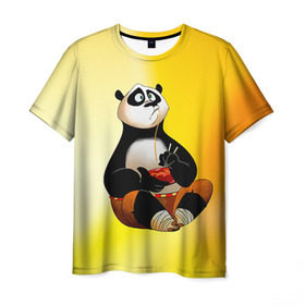 Мужская футболка 3D с принтом Кунг фу панда в Санкт-Петербурге, 100% полиэфир | прямой крой, круглый вырез горловины, длина до линии бедер | kung fu | kung fu panda | panda | кунг фу | кунг фу панда | кунгфу | панда. кунг фу | по