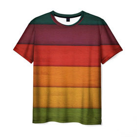 Мужская футболка 3D с принтом Colored fence в Санкт-Петербурге, 100% полиэфир | прямой крой, круглый вырез горловины, длина до линии бедер | color | полосочки | цвет