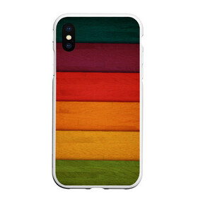 Чехол для iPhone XS Max матовый с принтом Colored fence в Санкт-Петербурге, Силикон | Область печати: задняя сторона чехла, без боковых панелей | color | полосочки | цвет