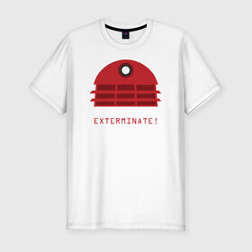 Мужская футболка премиум с принтом DALEK JAM - EXTERMINATE! в Санкт-Петербурге, 92% хлопок, 8% лайкра | приталенный силуэт, круглый вырез ворота, длина до линии бедра, короткий рукав | 