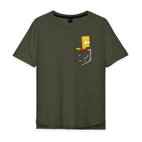 Мужская футболка хлопок Oversize с принтом Карманный Барт в Санкт-Петербурге, 100% хлопок | свободный крой, круглый ворот, “спинка” длиннее передней части | карманный барт pocket bart simpson homer симп