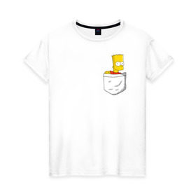Женская футболка хлопок с принтом Карманный Барт в Санкт-Петербурге, 100% хлопок | прямой крой, круглый вырез горловины, длина до линии бедер, слегка спущенное плечо | карманный барт pocket bart simpson homer симп