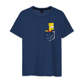 Мужская футболка хлопок с принтом Карманный Барт в Санкт-Петербурге, 100% хлопок | прямой крой, круглый вырез горловины, длина до линии бедер, слегка спущенное плечо. | карманный барт pocket bart simpson homer симп