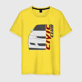 Мужская футболка хлопок с принтом Honda Civic Club в Санкт-Петербурге, 100% хлопок | прямой крой, круглый вырез горловины, длина до линии бедер, слегка спущенное плечо. | civic | honda civic clubhonda