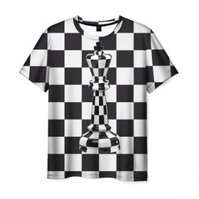 Мужская футболка 3D с принтом Ферзь в Санкт-Петербурге, 100% полиэфир | прямой крой, круглый вырез горловины, длина до линии бедер | клетки | ферзь | шахматная доска | шахматы