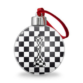 Ёлочный шар с принтом Ферзь в Санкт-Петербурге, Пластик | Диаметр: 77 мм | Тематика изображения на принте: клетки | ферзь | шахматная доска | шахматы