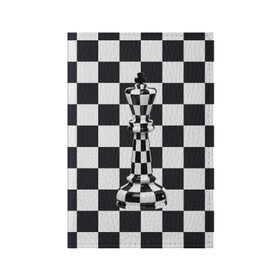 Обложка для паспорта матовая кожа с принтом Ферзь в Санкт-Петербурге, натуральная матовая кожа | размер 19,3 х 13,7 см; прозрачные пластиковые крепления | Тематика изображения на принте: клетки | ферзь | шахматная доска | шахматы