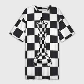 Платье-футболка 3D с принтом Ферзь в Санкт-Петербурге,  |  | Тематика изображения на принте: клетки | ферзь | шахматная доска | шахматы