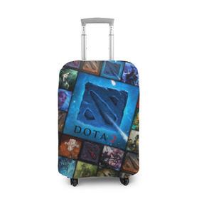 Чехол для чемодана 3D с принтом Dota 2 коллаж логотип в Санкт-Петербурге, 86% полиэфир, 14% спандекс | двустороннее нанесение принта, прорези для ручек и колес | dota 2 коллаж | девушки | игра | логотип | монстры