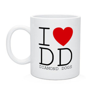 Кружка с принтом I &lt,3 Diamond Dogs в Санкт-Петербурге, керамика | объем — 330 мл, диаметр — 80 мм. Принт наносится на бока кружки, можно сделать два разных изображения | 