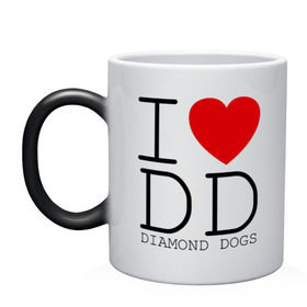 Кружка хамелеон с принтом I &lt,3 Diamond Dogs в Санкт-Петербурге, керамика | меняет цвет при нагревании, емкость 330 мл | 