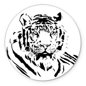 Коврик круглый с принтом Тигр в Санкт-Петербурге, резина и полиэстер | круглая форма, изображение наносится на всю лицевую часть | взгляд | тигр | трафарет | хищник