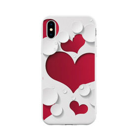 Чехол для Apple iPhone X силиконовый матовый с принтом Сердца в Санкт-Петербурге, Силикон | Печать на задней стороне чехла, без боковой панели | любовь | орнамент | праздник | сердца