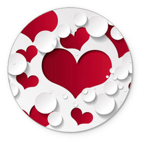 Коврик круглый с принтом Сердца в Санкт-Петербурге, резина и полиэстер | круглая форма, изображение наносится на всю лицевую часть | любовь | орнамент | праздник | сердца