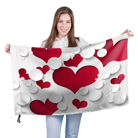 Флаг 3D с принтом Сердца в Санкт-Петербурге, 100% полиэстер | плотность ткани — 95 г/м2, размер — 67 х 109 см. Принт наносится с одной стороны | любовь | орнамент | праздник | сердца