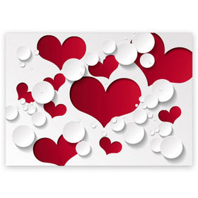 Поздравительная открытка с принтом Сердца в Санкт-Петербурге, 100% бумага | плотность бумаги 280 г/м2, матовая, на обратной стороне линовка и место для марки
 | любовь | орнамент | праздник | сердца