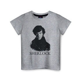 Детская футболка хлопок с принтом Шерлок Холмс (SHERLOCK) в Санкт-Петербурге, 100% хлопок | круглый вырез горловины, полуприлегающий силуэт, длина до линии бедер | sherlock | бенедикт камбербэтч | шерлок холмс
