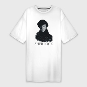 Платье-футболка хлопок с принтом Шерлок Холмс (SHERLOCK) в Санкт-Петербурге,  |  | sherlock | бенедикт камбербэтч | шерлок холмс