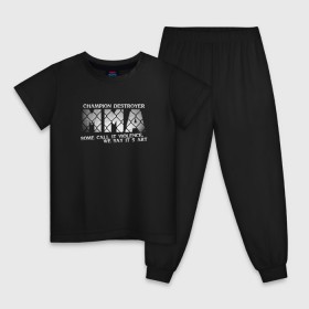Детская пижама хлопок с принтом Champion Destroyer MMA в Санкт-Петербурге, 100% хлопок |  брюки и футболка прямого кроя, без карманов, на брюках мягкая резинка на поясе и по низу штанин
 | мма