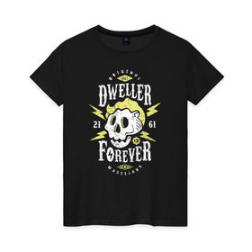 Женская футболка хлопок с принтом Dweller Forever в Санкт-Петербурге, 100% хлопок | прямой крой, круглый вырез горловины, длина до линии бедер, слегка спущенное плечо | boy | fallout | pip | vault | убежище | фаллаут