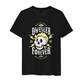 Мужская футболка хлопок с принтом Dweller Forever в Санкт-Петербурге, 100% хлопок | прямой крой, круглый вырез горловины, длина до линии бедер, слегка спущенное плечо. | boy | fallout | pip | vault | убежище | фаллаут