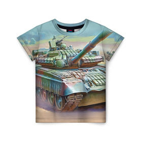 Детская футболка 3D с принтом Военная техника в Санкт-Петербурге, 100% гипоаллергенный полиэфир | прямой крой, круглый вырез горловины, длина до линии бедер, чуть спущенное плечо, ткань немного тянется | tank | танки