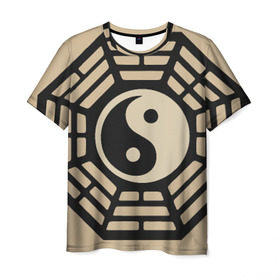 Мужская футболка 3D с принтом Гармония дао в Санкт-Петербурге, 100% полиэфир | прямой крой, круглый вырез горловины, длина до линии бедер | Тематика изображения на принте: dao | гармония | дао | инь янь