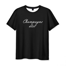 Мужская футболка 3D с принтом Shampagne diet в Санкт-Петербурге, 100% полиэфир | прямой крой, круглый вырез горловины, длина до линии бедер | шампейн