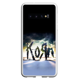 Чехол для Samsung Galaxy S10 с принтом KoЯn в Санкт-Петербурге, Силикон | Область печати: задняя сторона чехла, без боковых панелей | Тематика изображения на принте: korn | metal | rock | группы | корн | метал | рок