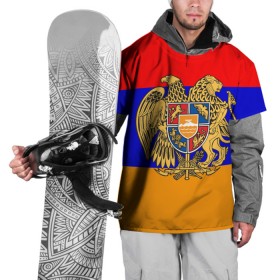 Накидка на куртку 3D с принтом Герб и флаг Армении в Санкт-Петербурге, 100% полиэстер |  | Тематика изображения на принте: armenia | армения | герб | флаг