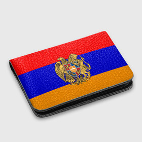 Картхолдер с принтом с принтом Герб и флаг Армении в Санкт-Петербурге, натуральная матовая кожа | размер 7,3 х 10 см; кардхолдер имеет 4 кармана для карт; | armenia | армения | герб | флаг