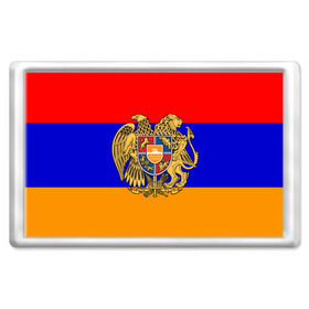 Магнит 45*70 с принтом Герб и флаг Армении в Санкт-Петербурге, Пластик | Размер: 78*52 мм; Размер печати: 70*45 | armenia | армения | герб | флаг