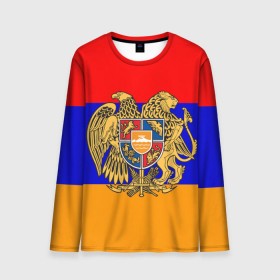 Мужской лонгслив 3D с принтом Герб и флаг Армении в Санкт-Петербурге, 100% полиэстер | длинные рукава, круглый вырез горловины, полуприлегающий силуэт | armenia | армения | герб | флаг