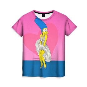 Женская футболка 3D с принтом Мардж в Санкт-Петербурге, 100% полиэфир ( синтетическое хлопкоподобное полотно) | прямой крой, круглый вырез горловины, длина до линии бедер | 14 февраля | love | влюбленные | лав | любовь | мардж | пара | парные | парные вещи | подарок | симпсон