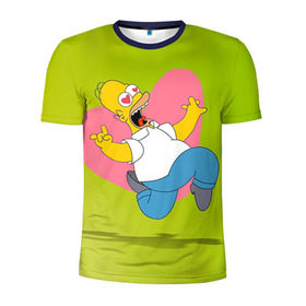 Мужская футболка 3D спортивная с принтом Гомер в Санкт-Петербурге, 100% полиэстер с улучшенными характеристиками | приталенный силуэт, круглая горловина, широкие плечи, сужается к линии бедра | гомер