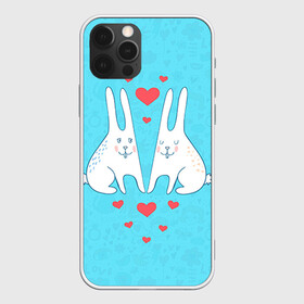 Чехол для iPhone 12 Pro с принтом Зай и зая в Санкт-Петербурге, силикон | область печати: задняя сторона чехла, без боковых панелей | 14 февраля | bear | love | teddy | валентин | влюбленный | зайчик | зая | заяц | любовь | милый | рисунок | сердечко | сердце