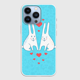 Чехол для iPhone 13 Pro с принтом Зай и зая в Санкт-Петербурге,  |  | Тематика изображения на принте: 14 февраля | bear | love | teddy | валентин | влюбленный | зайчик | зая | заяц | любовь | милый | рисунок | сердечко | сердце
