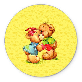 Коврик круглый с принтом Влюбленные мишки в Санкт-Петербурге, резина и полиэстер | круглая форма, изображение наносится на всю лицевую часть | 14 февраля | bear | love | teddy | валентин | влюбленный | любовь | милый | мишка | рисунок | сердечко | сердце