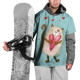 Накидка на куртку 3D с принтом Котик в Санкт-Петербурге, 100% полиэстер |  | Тематика изображения на принте: 14 февраля | bear | love | teddy | валентин | влюбленный | киска | кот | котик | любовь | милый | рисунок | сердечко | сердце