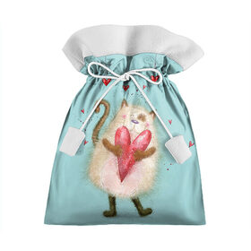 Подарочный 3D мешок с принтом Котик в Санкт-Петербурге, 100% полиэстер | Размер: 29*39 см | 14 февраля | bear | love | teddy | валентин | влюбленный | киска | кот | котик | любовь | милый | рисунок | сердечко | сердце
